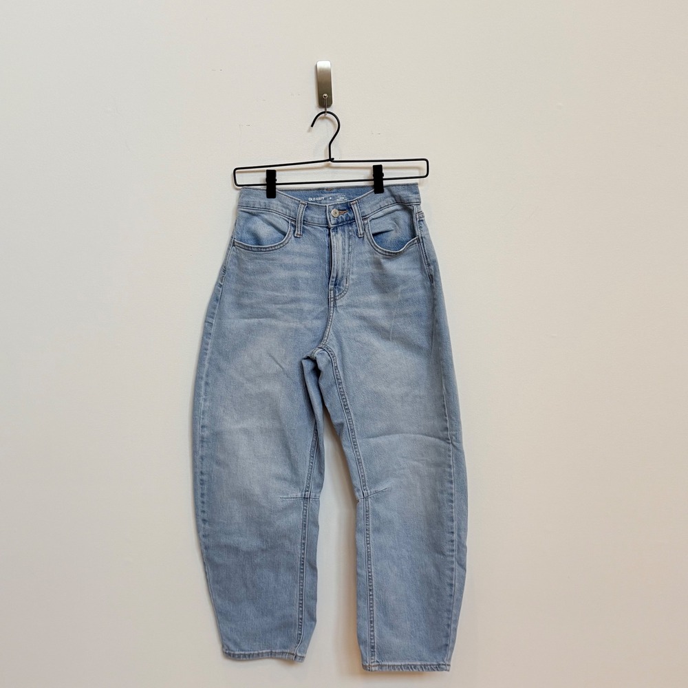Old Navy WOW Barrel Leg Jeans Womens 0 High Rise Light Wash Cropped Denim